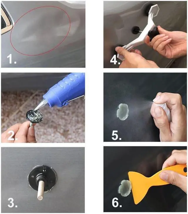 Alt view image 5 of 6 - Paiying Bridge Glue Puller Car Body Pops a Dent Paintless Dent Repair Tools Kits with 5pcs Glue Tabs