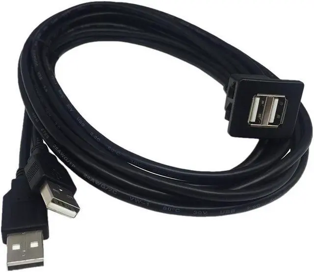 Alt view image 5 of 5 - Paiying 1 Meter USB 2.0 Dual Male To Female Car Dashboard Extension Cable