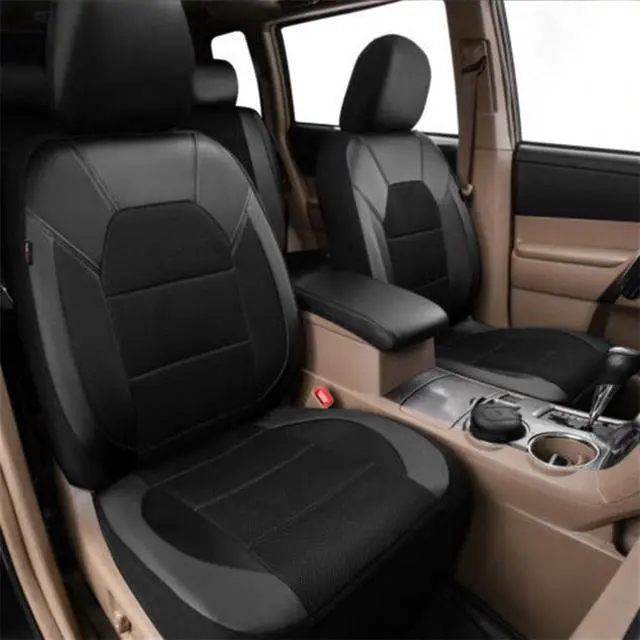 Alt view image 3 of 7 - Paiying Full Set Waterproof PU Leather Diamond Lattice Styling Car Seat Covers