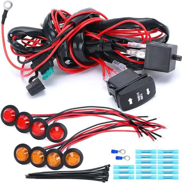 Alt view image 2 of 4 - Yassdwbn LED Turn Signal Light Switch Relay Prewired Harness Kit for UTV ATV