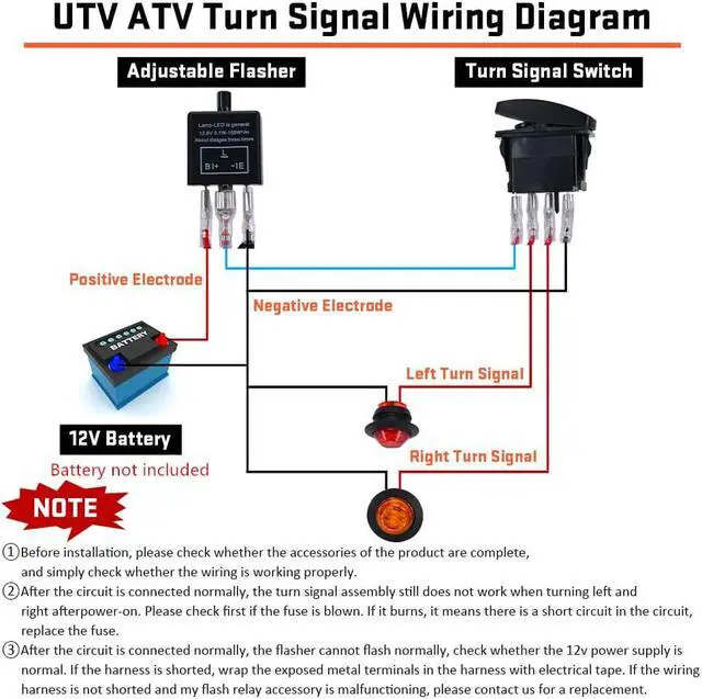 Alt view image 4 of 4 - Yassdwbn LED Turn Signal Light Switch Relay Prewired Harness Kit for UTV ATV