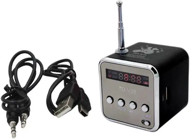 Alt view image 4 of 6 - Portable Mini Speaker Music Player FM Radio Receiver Micro SD TF USB MP3 Black