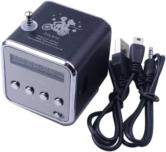 Alt view image 6 of 6 - Portable Mini Speaker Music Player FM Radio Receiver Micro SD TF USB MP3 Black