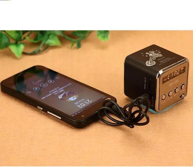 Alt view image 5 of 6 - Portable Mini Speaker Music Player FM Radio Receiver Micro SD TF USB MP3 Black