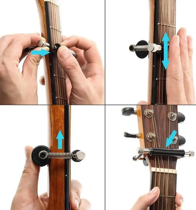 Alt view image 2 of 7 - Acaigel 2 Pcs Guitar Rolling Capo Sliding Adjustable Capo Rubber and Stainless Steel Capo