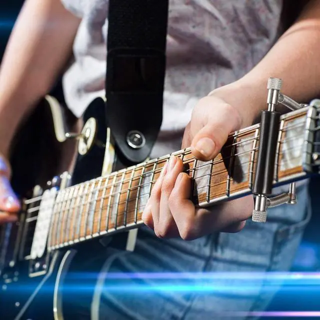 Alt view image 5 of 7 - Acaigel 2 Pcs Guitar Rolling Capo Sliding Adjustable Capo Rubber and Stainless Steel Capo