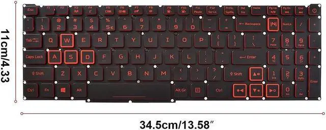 Alt view image 4 of 5 - Red Backlight Keyboard for Acer Nitro 5 AN515-43 AN515-54 AN517-51 AN517-52 US Keyboard