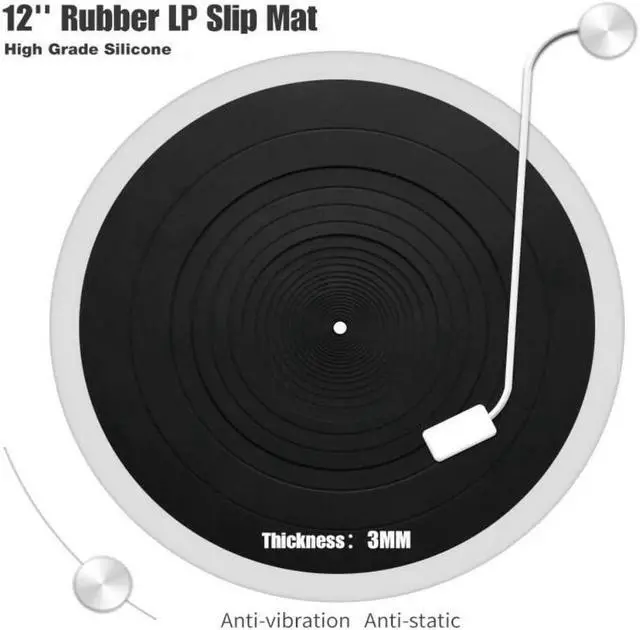 Alt view image 4 of 5 - Yassdwbn 12" Turntable Platter Mat Rubber Pad For All LP Vinyl Record Players Turntable