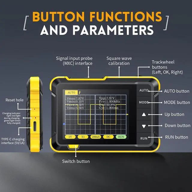 Alt view image 5 of 7 - DSO152 Handheld Small Oscilloscope Portable-Digital-Oscilloscope 200KHz Standard