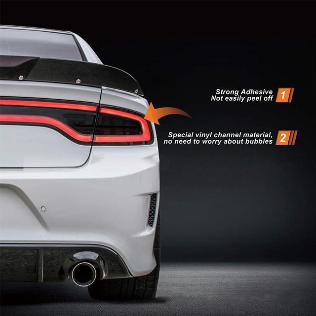 Alt view image 2 of 5 - Furulu Rear Tail Light Overlays Vinyl Tint Stickers Smoked For Dodge Charger 2015-2023