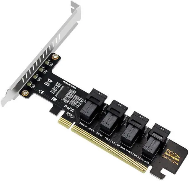 Main image of Acaigel Pcie 4.0 X16 to SFF-8643 U.2 NVME 4 Ports SSD Adapter Expansion Card