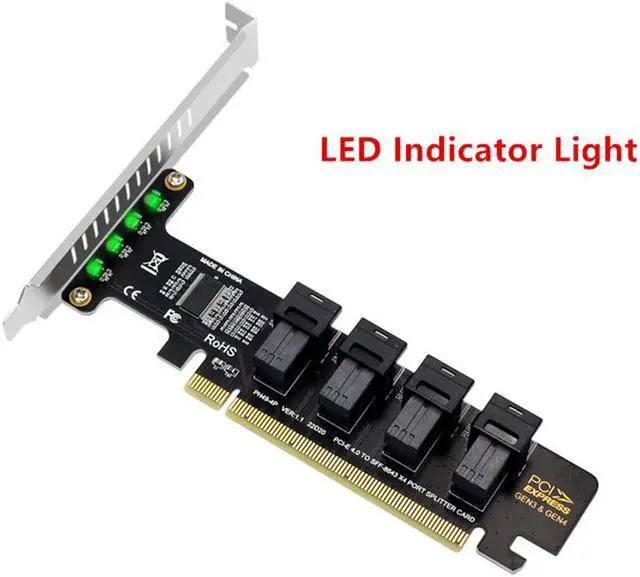 Alt view image 4 of 5 - Acaigel Pcie 4.0 X16 to SFF-8643 U.2 NVME 4 Ports SSD Adapter Expansion Card