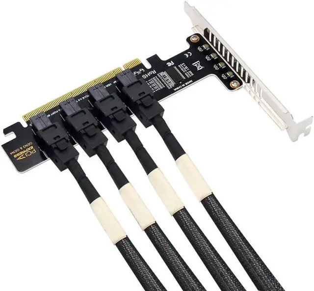 Alt view image 2 of 5 - Acaigel Pcie 4.0 X16 to SFF-8643 U.2 NVME 4 Ports SSD Adapter Expansion Card