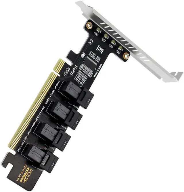 Alt view image 3 of 5 - Acaigel Pcie 4.0 X16 to SFF-8643 U.2 NVME 4 Ports SSD Adapter Expansion Card