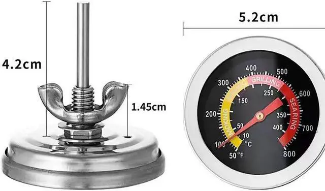 Alt view image 4 of 6 - 2PCS Temperature Gauge Thermometer for Barbecue BBQ Grill Smoker Pit Thermostat