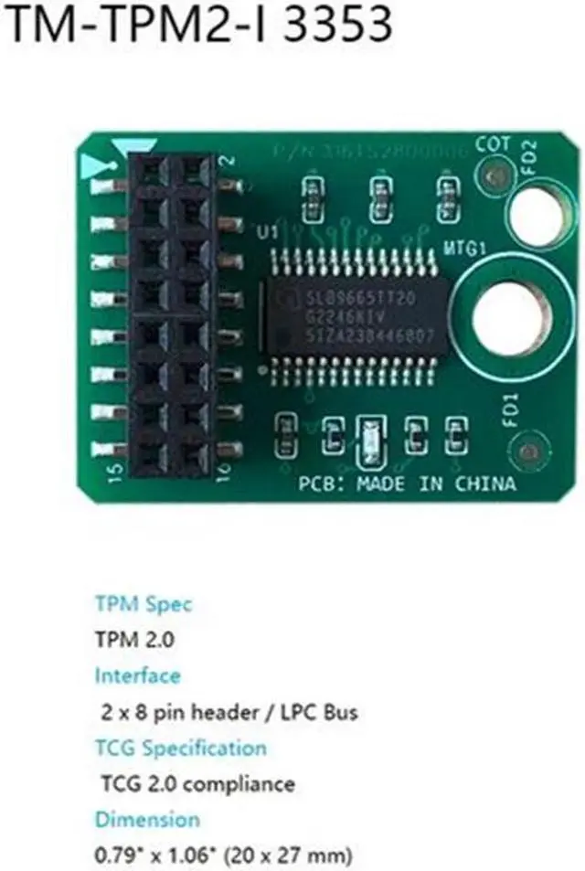 Alt view image 2 of 5 - 8 Pin 2.0 TPM Module Tm-TPM2-I-3353 For TYAN
