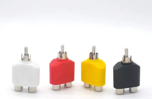 Main image of 4x 1-Male to 2-Female Cable Adapter RCA Y Splitter AV Audio Video Plug Converter