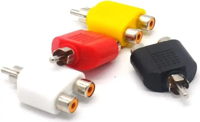 Alt view image 3 of 7 - 4x 1-Male to 2-Female Cable Adapter RCA Y Splitter AV Audio Video Plug Converter