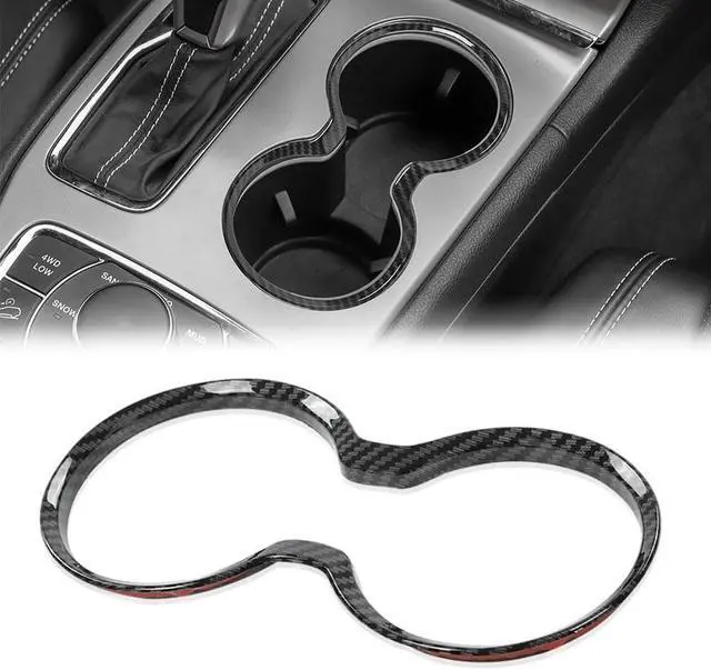 Alt view image 5 of 5 - Yassdwbn Carbon Fibre Style Cup Holder Cover Trim Bezel For Jeep Grand Cherokee 2011-2021