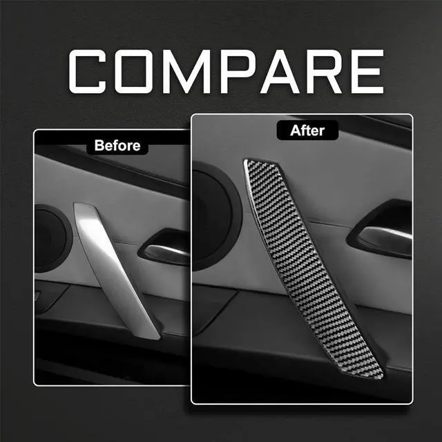 Alt view image 5 of 6 - Acaigel 2x Carbon Fiber Interior Door Handle Cover Sticker For Bmw Z4 E85 2003-2008