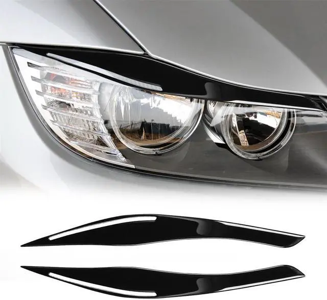 Main image of Paiying 2PC Gloss Black Headlight Eyelid Eyebrow Trim For BMW 3 Series E90 E91 2009-2012