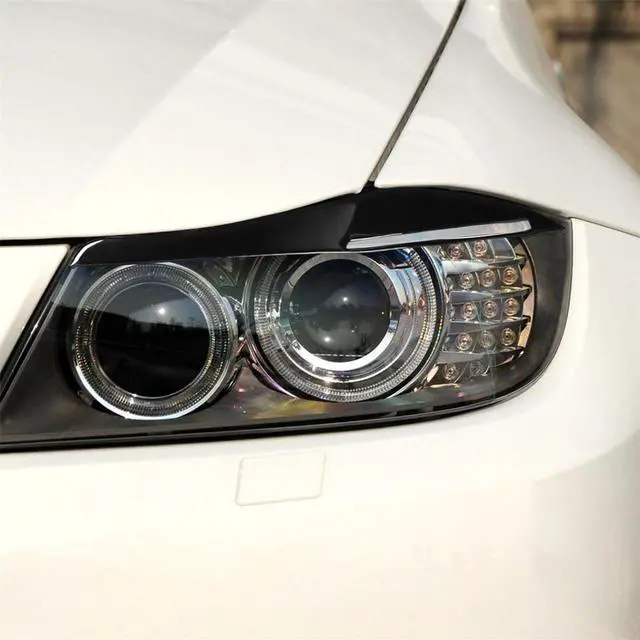 Alt view image 3 of 5 - Paiying 2PC Gloss Black Headlight Eyelid Eyebrow Trim For BMW 3 Series E90 E91 2009-2012