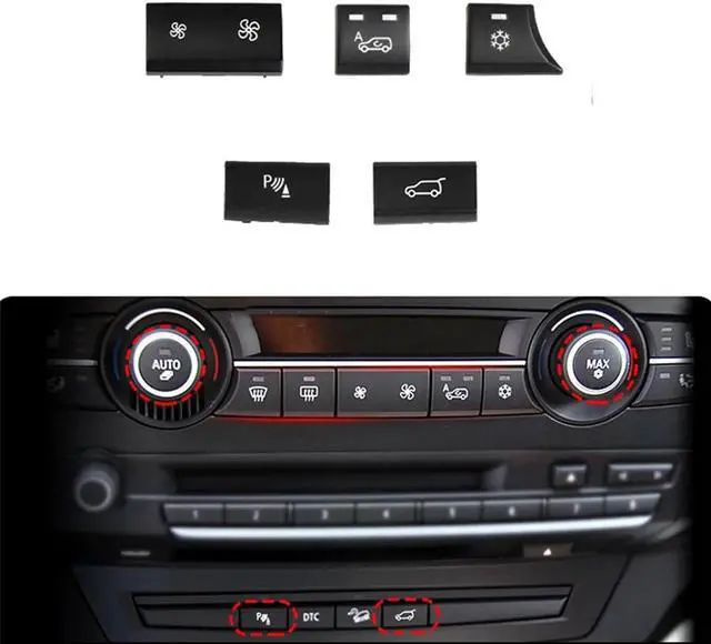 Alt view image 4 of 5 - Yassdwbn 5pcs/set Air Heater Climate Vent Control AC Button Switch For BMW X5 E70 X6 E71