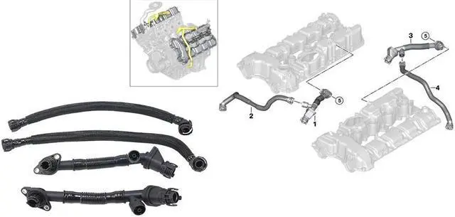 Alt view image 2 of 5 - 4CPS Left Right Crankcase Vent Pipe 11157575641 For BMW 550i 650i 750i X5 X6
