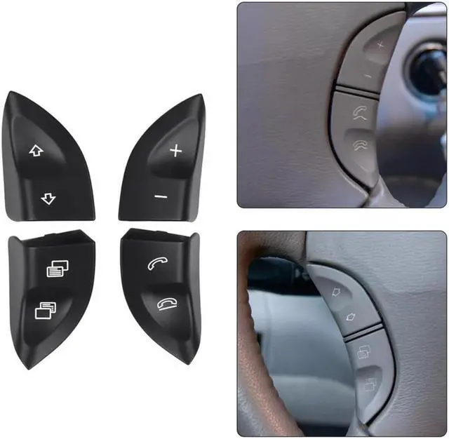 Alt view image 3 of 7 - Acaigel 1 Pair Steering Wheel Control Button Switch Cover Black For Mercedes W220 W215 2208210679