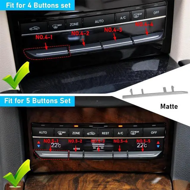Main image of Yingshan Left Center A/C TEMP Switch Button Trim Strip Matte For Mercedes W212 E 2008-14