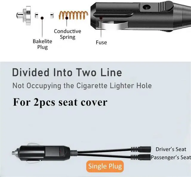 Alt view image 2 of 6 - Acaigel Fast Heating 12-24V Heated Car Seat Cover Universal Car Seat Heater Winter Car Heating Cushion Back Warmer Heating Pads One Pair