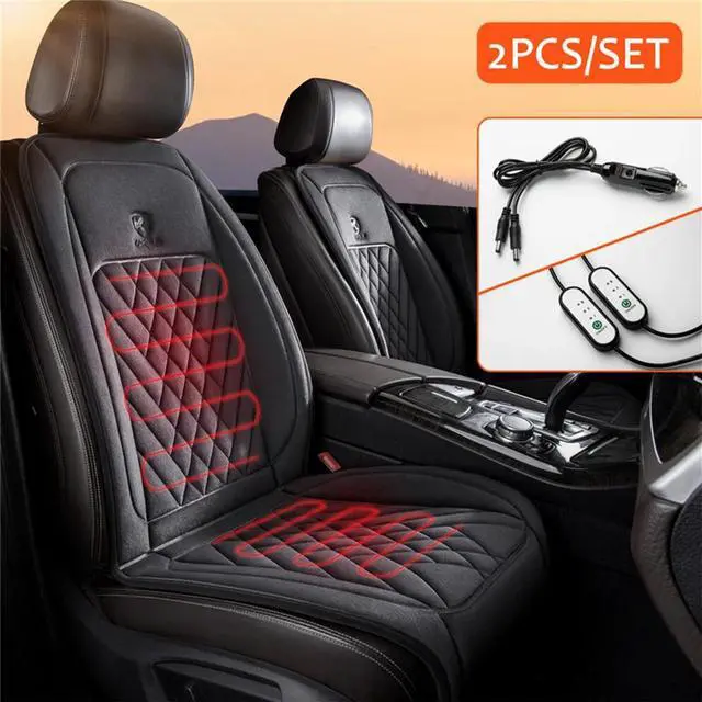 Alt view image 4 of 6 - Acaigel Fast Heating 12-24V Heated Car Seat Cover Universal Car Seat Heater Winter Car Heating Cushion Back Warmer Heating Pads One Pair