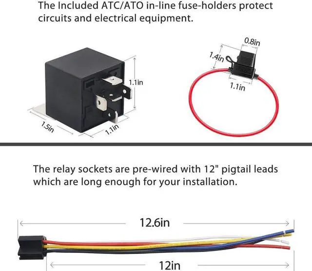 Alt view image 3 of 5 - Yassdwbn 12V 40A 5Pin Relais-Sockel-Sicherungshalter Kit Set Universal für Auto SUV