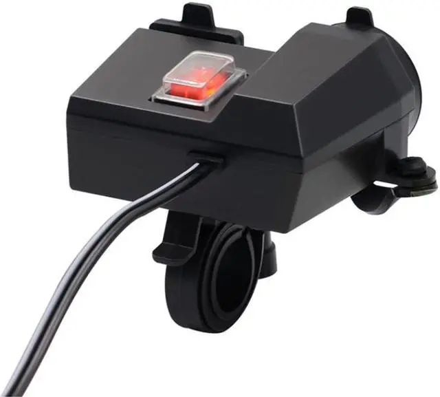 Alt view image 3 of 4 - Paiying 12V Blue LED Motorcycles Dual USB Power Port Charger Digital Voltmeter Universal