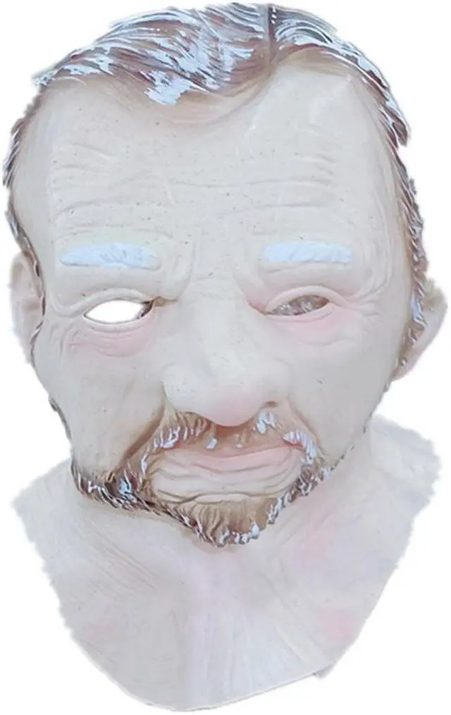 Alt view image 4 of 4 - Yassdwbn Halloween Human Latex Mask Old Man Headgear Cosplay Props