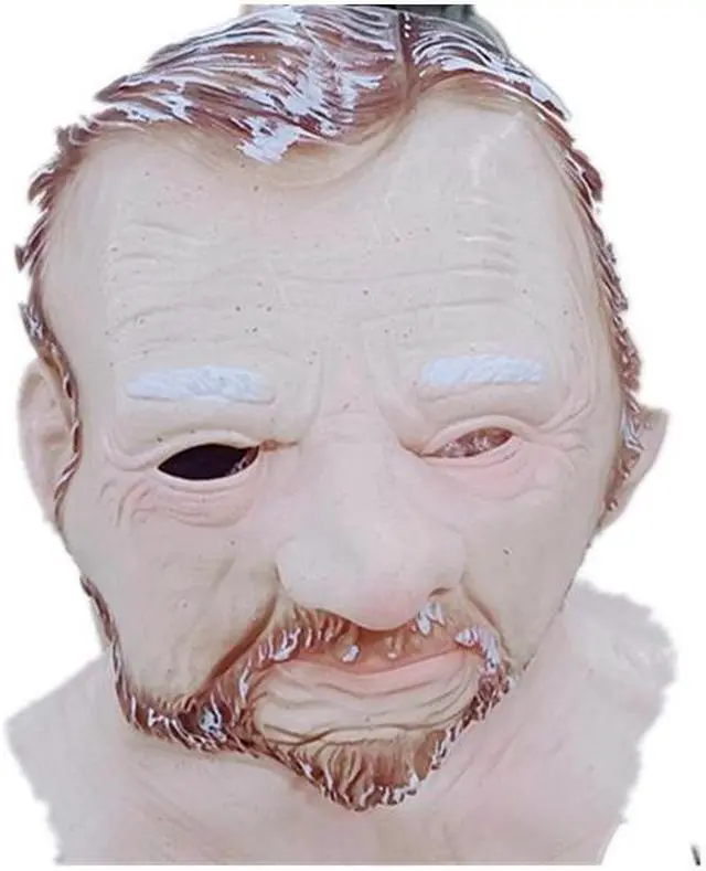Alt view image 2 of 4 - Yassdwbn Halloween Human Latex Mask Old Man Headgear Cosplay Props