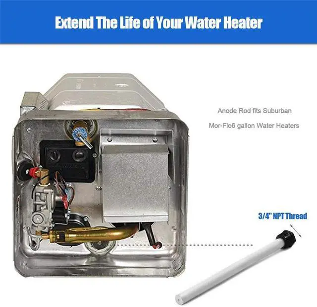 Alt view image 3 of 5 - Yassdwbn For Suburban & Mor-Flo 6 Gallon Water Heater Tank RV Magnesium Anode Rod 32CM