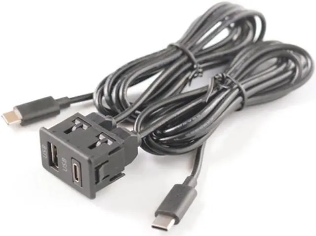 Alt view image 2 of 5 - Yassdwbn Interface Extension Cable Adapter Panel Car Dual Type-C to USB+TYPE-C Port Panel
