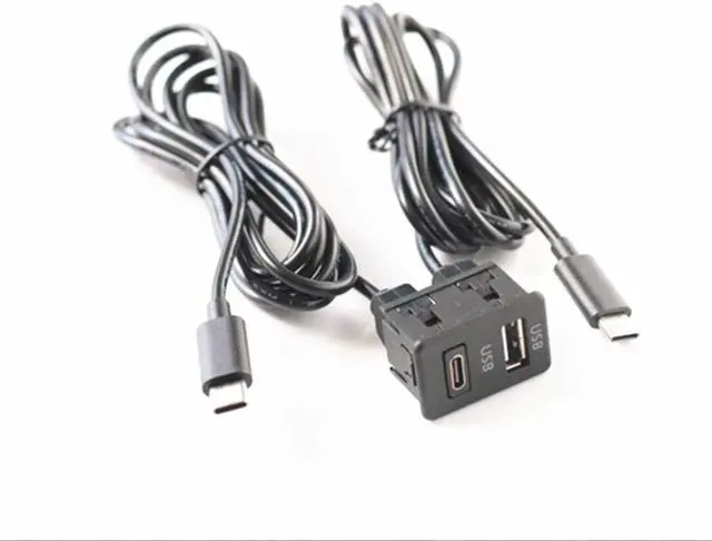 Alt view image 3 of 5 - Yassdwbn Interface Extension Cable Adapter Panel Car Dual Type-C to USB+TYPE-C Port Panel