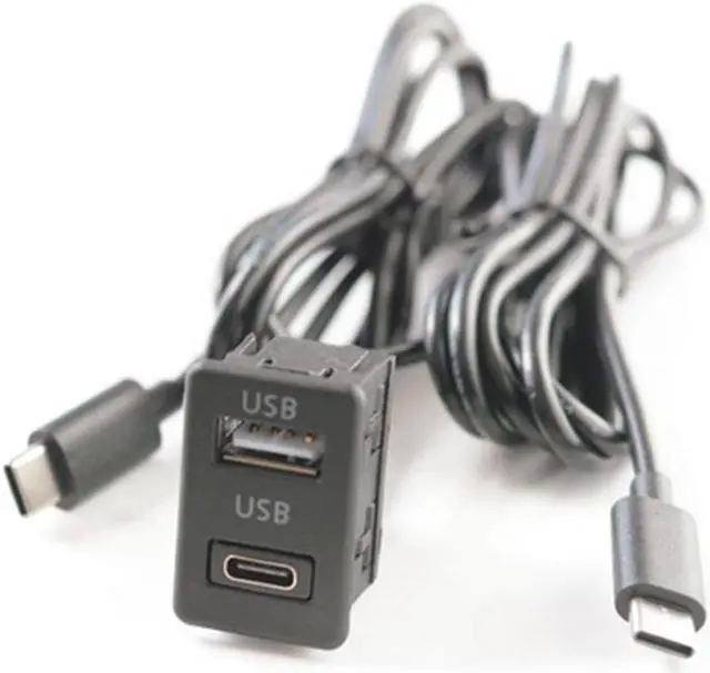 Alt view image 5 of 5 - Yassdwbn Interface Extension Cable Adapter Panel Car Dual Type-C to USB+TYPE-C Port Panel