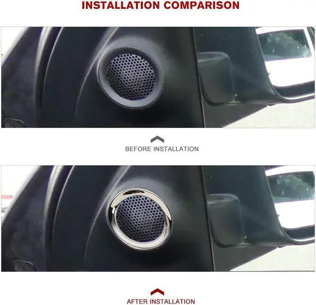 Alt view image 4 of 6 - Acaigel 2X Chrome Front Door Speaker Trim Ring For Jeep Grand Cherokee Durango 2011-2021
