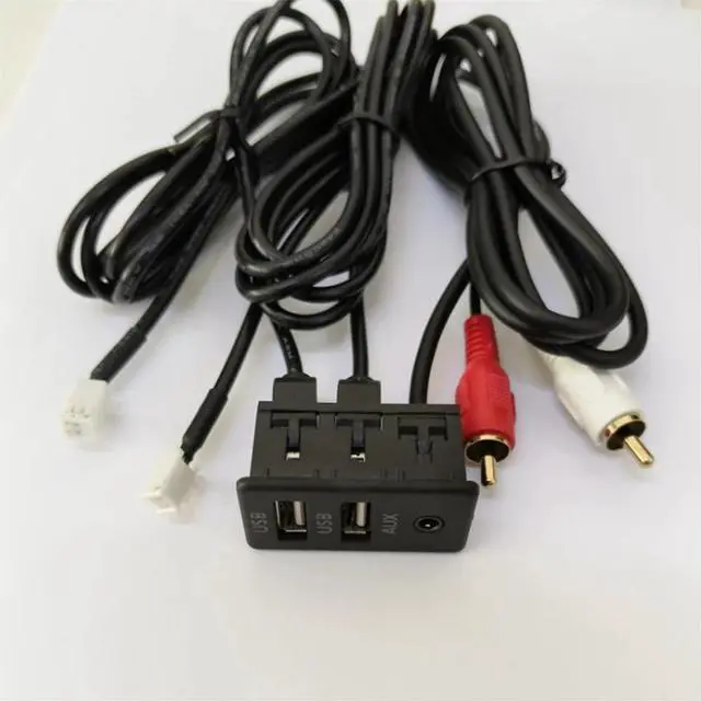 Alt view image 4 of 7 - Acaigel Car Navigation 4 Pin 6 Pin To Dual Usb+Rca Audio Input Aux Port Panel Interface Extension Cable Adapter Panel