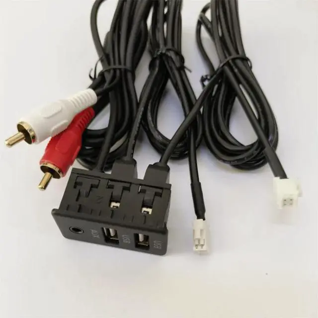 Alt view image 6 of 7 - Acaigel Car Navigation 4 Pin 6 Pin To Dual Usb+Rca Audio Input Aux Port Panel Interface Extension Cable Adapter Panel