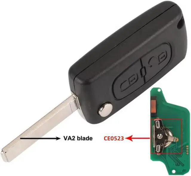 Alt view image 2 of 5 - Furulu 2 Button Remote Control Key CE0523 VA2 433mhz FSK For Peugeot 207 308 Citroen C2
