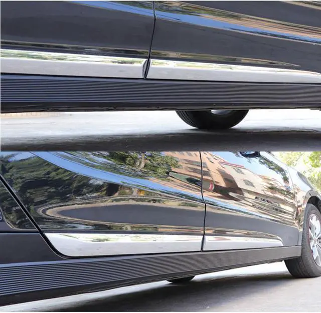 Alt view image 6 of 7 - Acaigel 2M Flexible Rubber Car Side Skirt Anti-Collision Scratch-Resistant Protective Strip Rocker Splitters Diffuser Winglet Wings Bumper Decorative Strip Scuff Plate Door Sill Strip