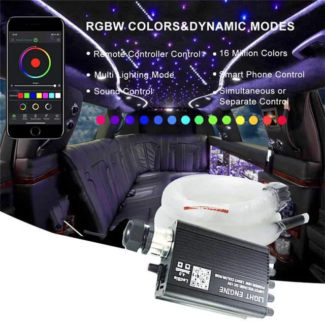 Alt view image 3 of 7 - Acaigel 16W RGBW Fiber Optic Star Meteor Ceiling Integrated Machine Kit 900pcs Fibers