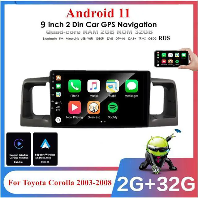 Main image of Acaigel 9 Inch 2GB + 32GB Car Stereo Radio GPS Navigation For Android 11 For Toyota Corolla 2003-2008