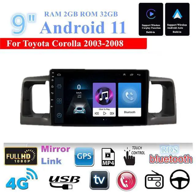 Alt view image 4 of 7 - Acaigel 9 Inch 2GB + 32GB Car Stereo Radio GPS Navigation For Android 11 For Toyota Corolla 2003-2008