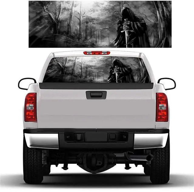 Main image of Acaigel 22" X 65" Rear Window Graphic Decal Grim Reaper Black Forest Rear Window Sticker
