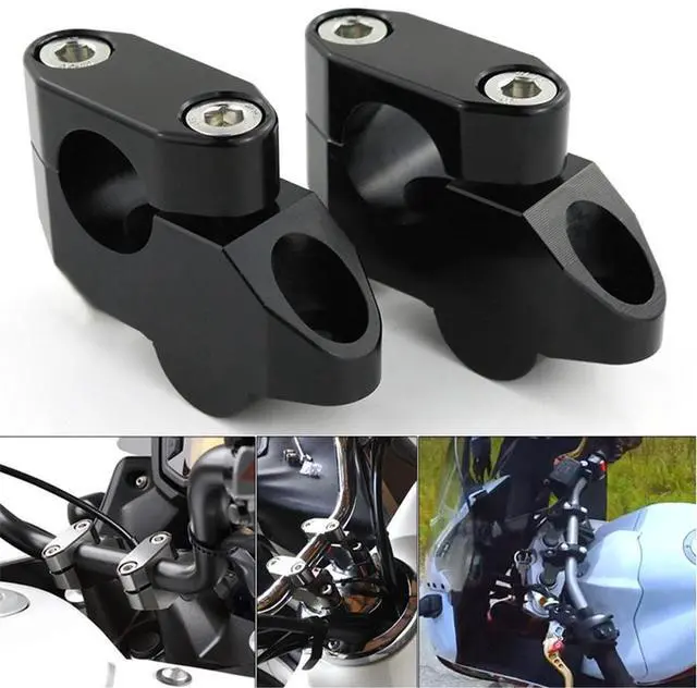 Alt view image 6 of 7 - Acaigel 1Pair 7/8" Motorcycle Extension Back Moved Up Handlebar Risers Black Aluminum
